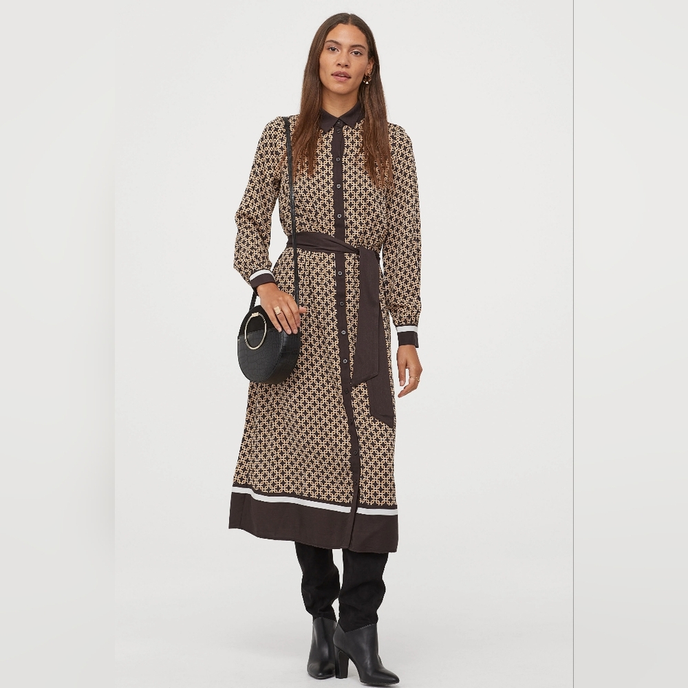 H&M  Richard Alan Shirt Style Dress With Tie Belt